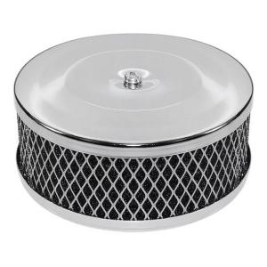 Air filter with foam insert, 5 3/8" / chrome. For standard carburetor of a VW Beetle