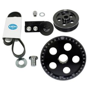 Serpentinriemenscheibesatz / Riemenscheiben Kit mit Spannrolle für VW Typ-1 Motor 12-1600ccm schwarz eloxiert