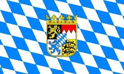 Flagge des Bundeslandes "Bayern"  Wappen/Raute