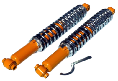 Shock absorber / Chrome spring, yellow , rear, all models VW beetle / Trike