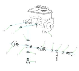Hauptbremszylinder 2Kreis   Nr.1  für BOOM Trike / Wolf Trike
