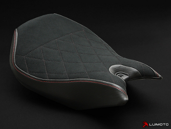 1252102 SUEDE/CF BLACK/BLACK DIAMOND QUILT/RED STITCH ON SIDES