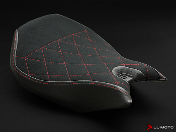 1252101 SUEDE/CF BLACK/RED DIAMOND QUILT/RED STITCH ON SIDES