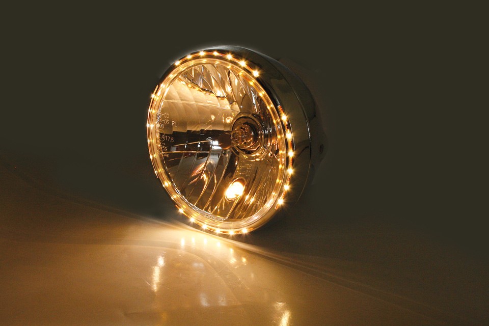 7 Zoll LED-Scheinwerfer RENO TYP 4 mit TFL, Metallgehäuse, klares Glas,  rund, seitliche Befestigung,, Hauptscheinwerfer, Beleuchtung, Produkte