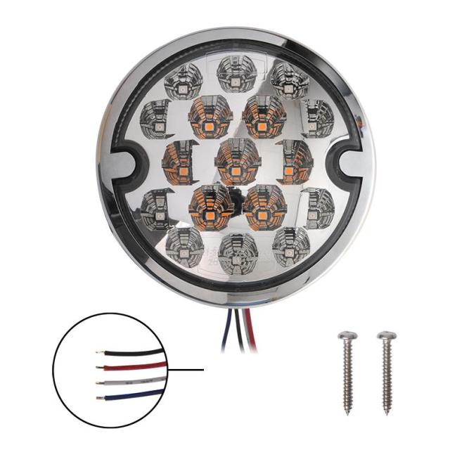 LED Rückleuchte 3 Funktionen 95mm 17LED chrom