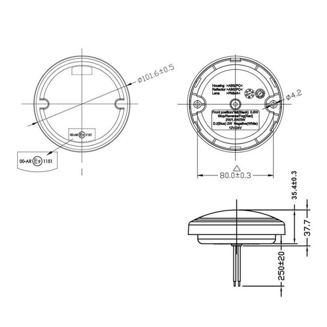 LED Rückleuchte 3 Funktionen 95mm 17LED chrom