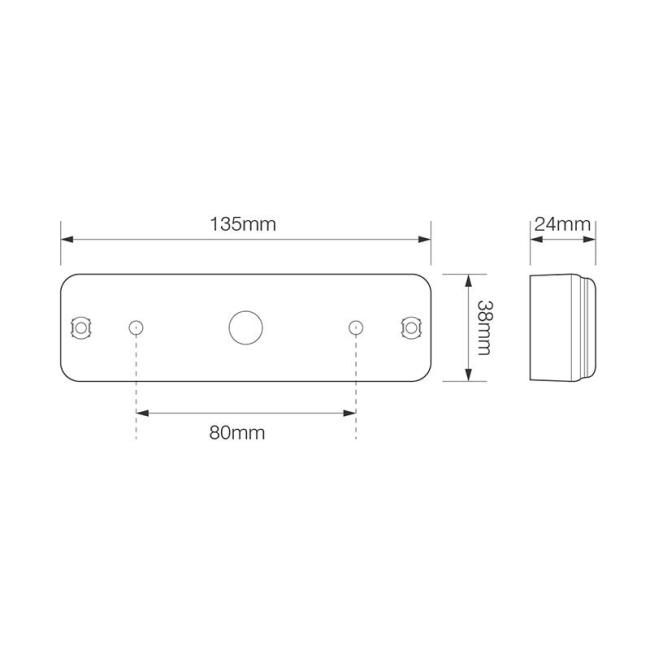 LED Rückleuchte 12/24V 3 Funktionen 135x38mm LED mit Halter schwarz