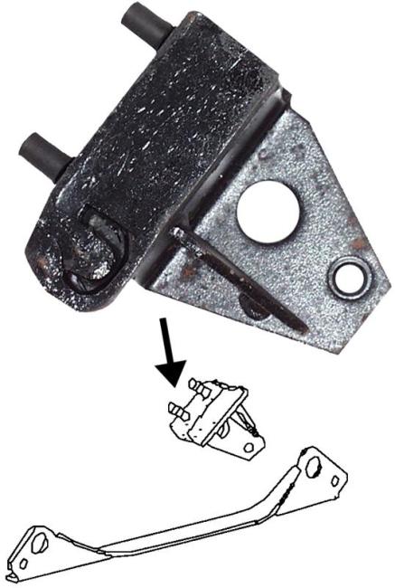 Rubber mount gearbox, rear, right