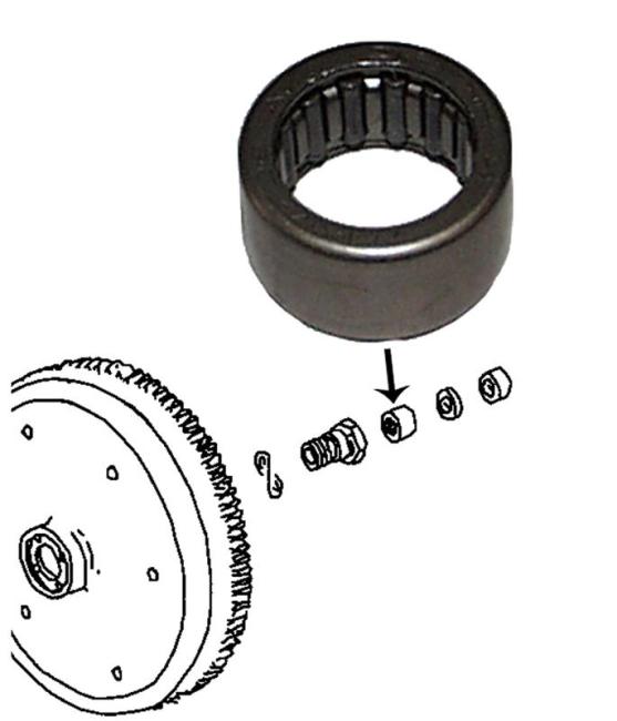 Needle bearing for hollow bolt flywheel