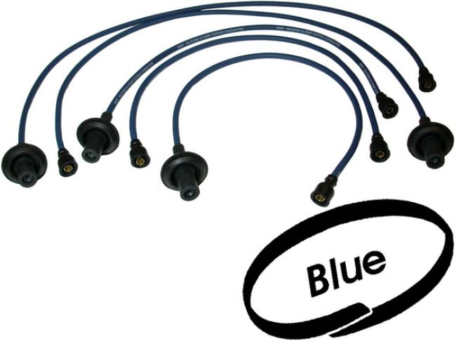 Ignition cable set silicone blue