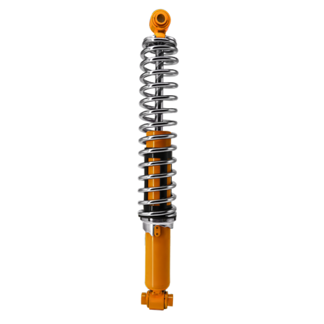 Shock absorber / Chrome spring, yellow , rear, all models VW beetle / Trike