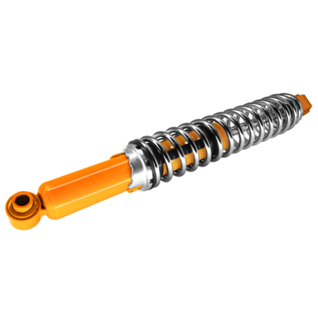 Shock absorber / Chrome spring, yellow , rear, all models VW beetle / Trike