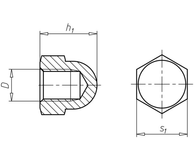SECHSKANT HUTMUTTER HOHE FORM M8