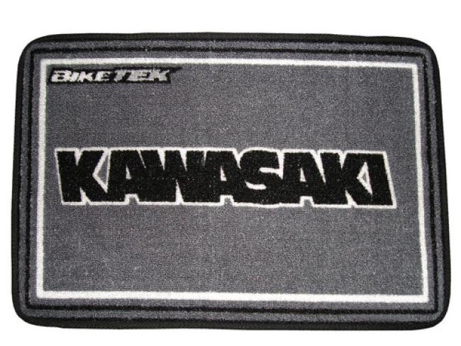 Motorcycle doormat with Kawasaki lettering