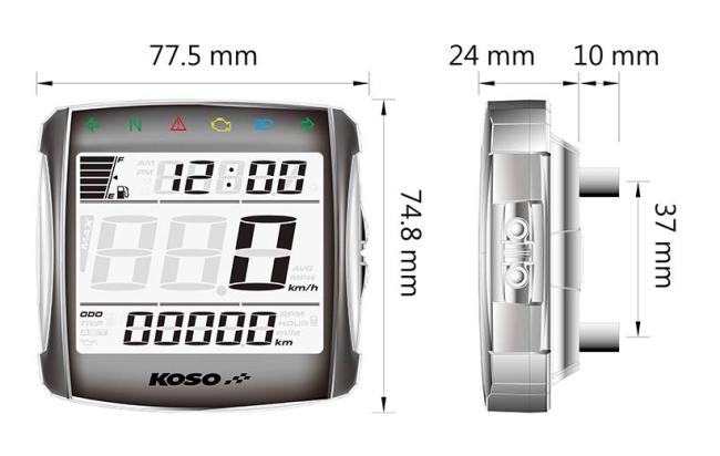 Tachometer KOSO Digital XR-S01 mit Straßenzulassung (ABE)