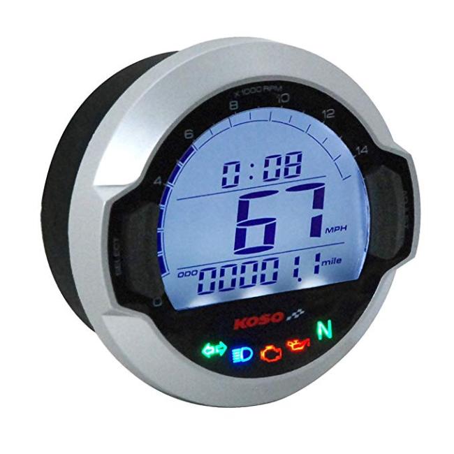KOSO Tachometer & Drehzahlmesser  D64 DL-03SR  + Signalleuchten (LCD Display) mit ABE / KBA