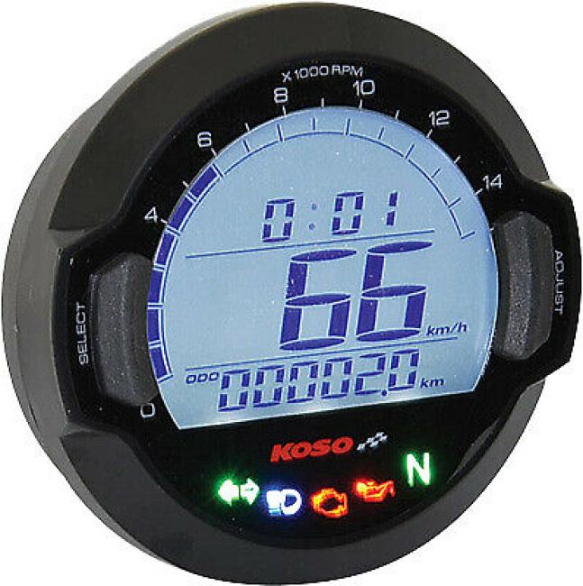 KOSO Tachometer & Drehzahlmesser  D64 DL-03SR  + Signalleuchten (LCD Display) mit ABE / KBA