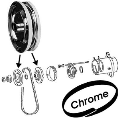 Riemenscheibe  Lichtmaschine  12 Volt Chrom  für VW T1 / T2 1200_1600ccm