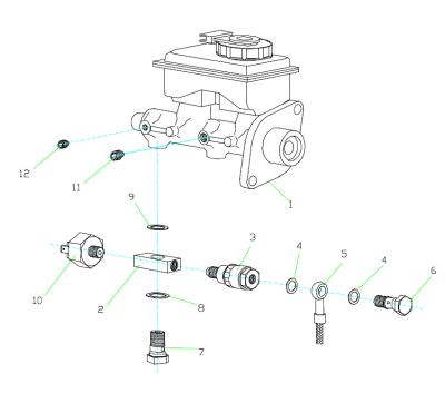 Hauptbremszylinder 2Kreis   Nr.1  für BOOM Trike / Wolf Trike